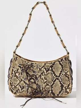 UO Silence + Noise Kez Boho Laced Bag Snake-Print